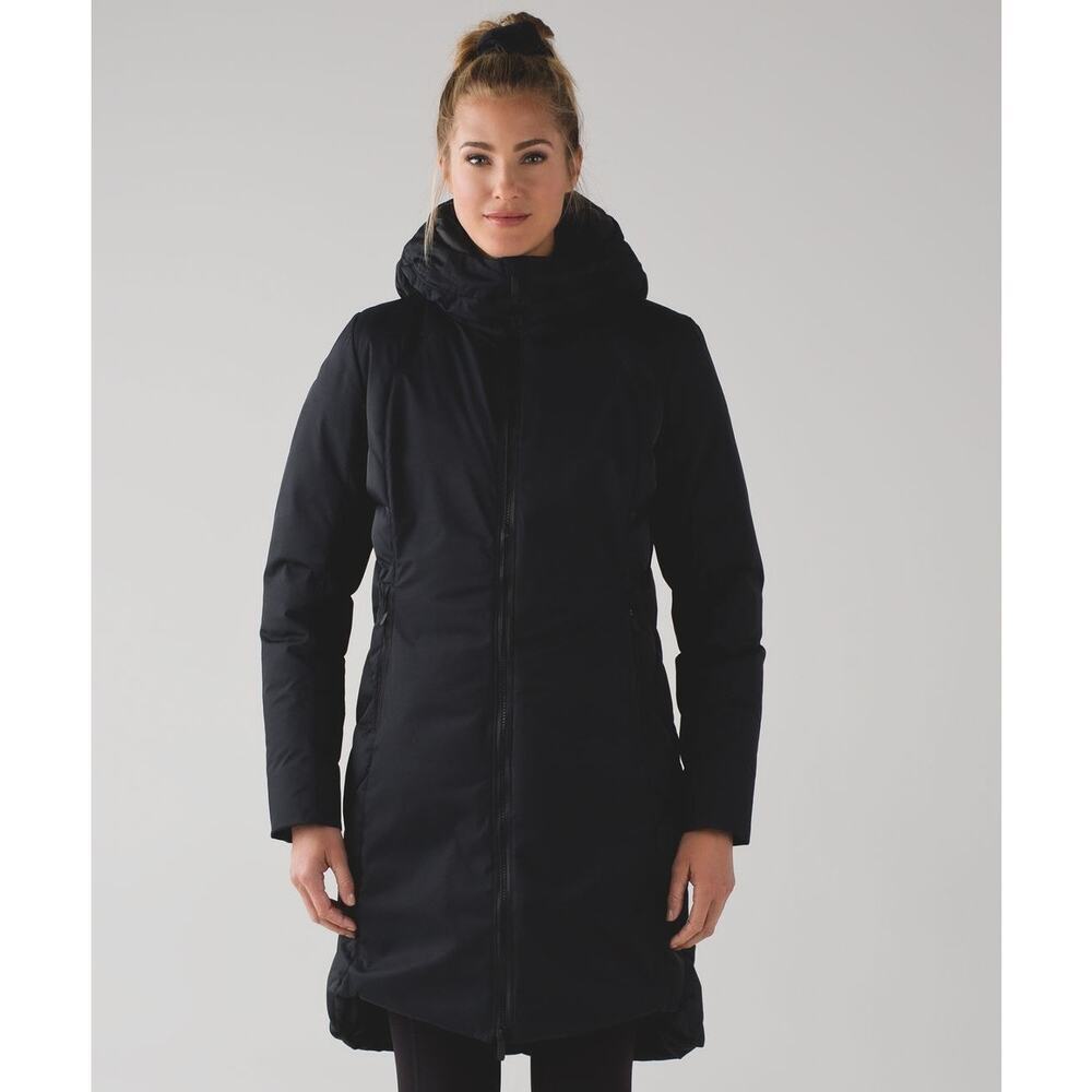Lululemon Fluff The Cold Goose Down Hooded Full Zip Parka Coat Winter Black Sz 4